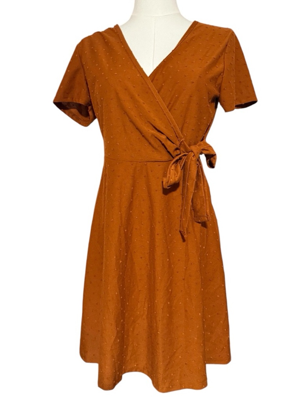 Rolla Coster Midi Wrap Dress Tie-Belt Rust Orange Womens Size Large NEW NWT